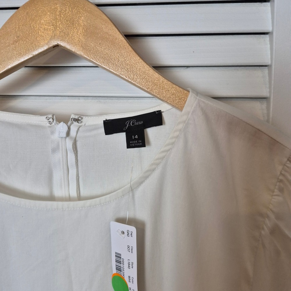 J Crew White Long Sleeve Blouse Preppy Top Minimalist Office Classic 14‎ NWT - Picture 2 of 16